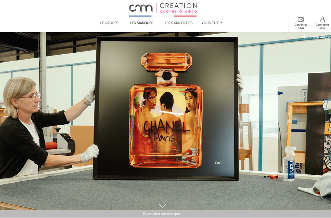 Capture d'écran de la page d'accueil du nouveau site internet de CM CRÉATION